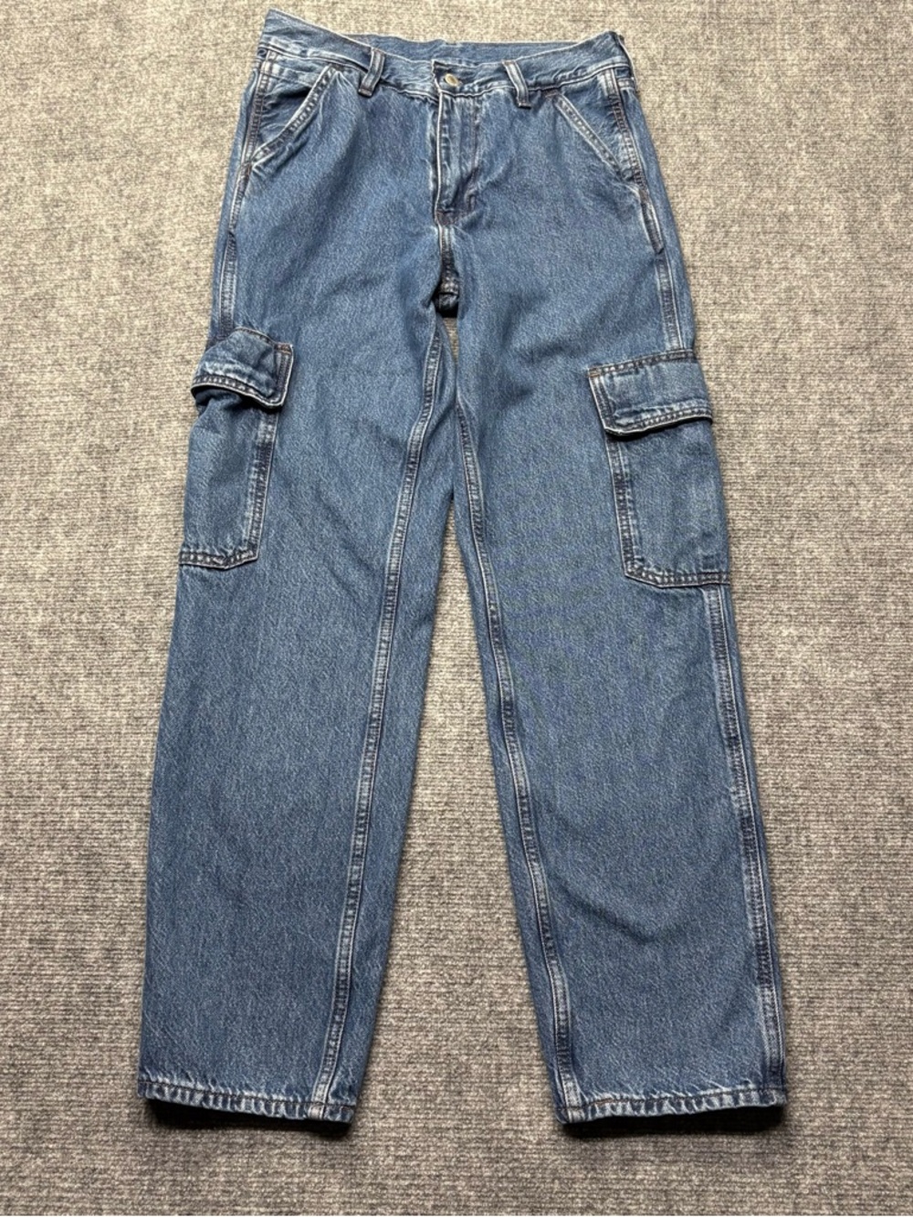 Levis Premium Jeans Mens 28x30 Blue 568 Loose Straight Cargo 100% Cotton Skater